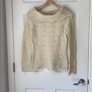 LOFT wool blend pointelle sweater-S